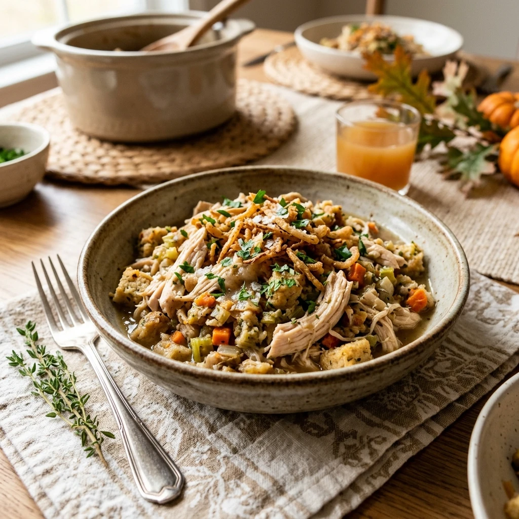 Crocktober High Protein Chicken And Stuffing Crockpot Thanksgiving Under $20 Feeds 8