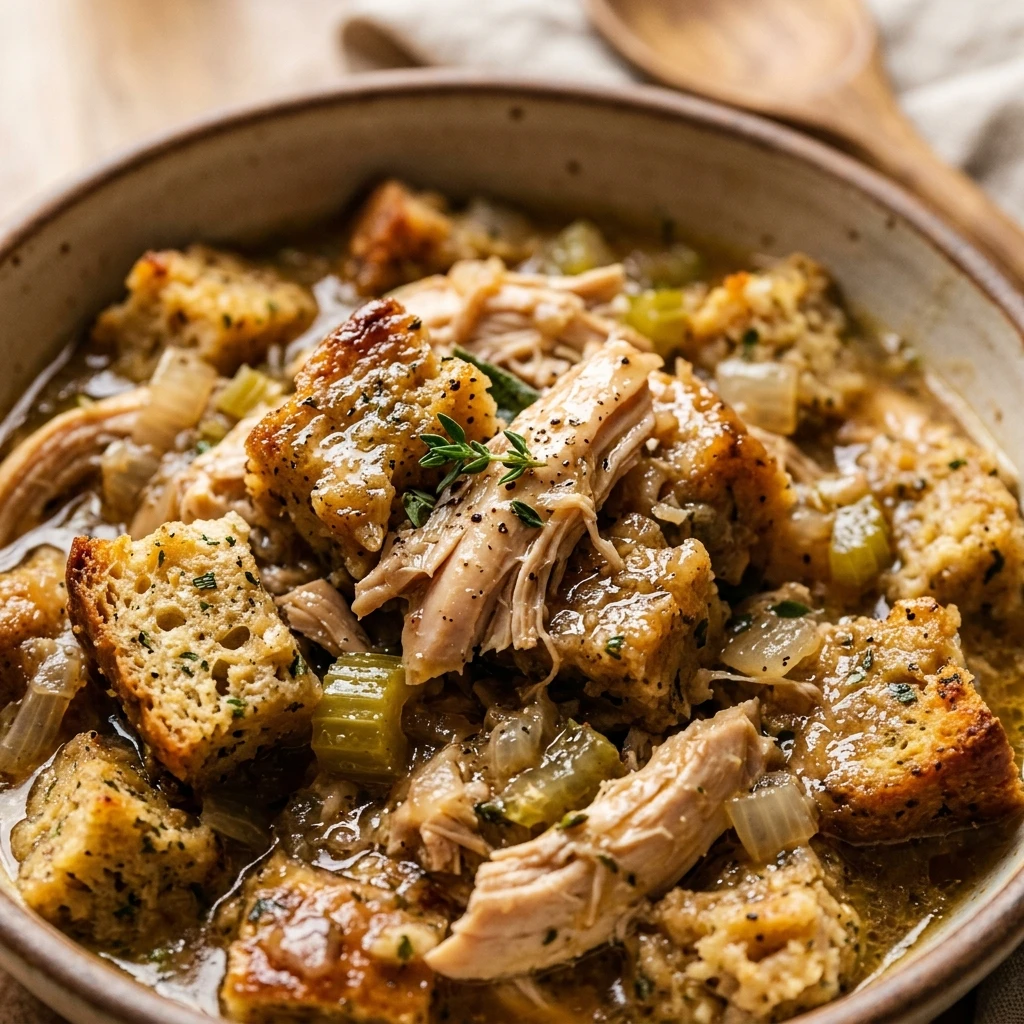 Crocktober High Protein Chicken And Stuffing Crockpot Thanksgiving