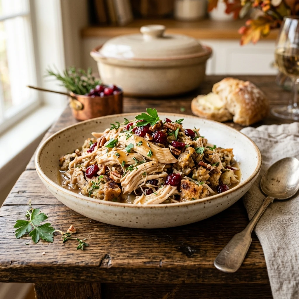 Crocktober High Protein Chicken And Stuffing Crockpot Thanksgiving