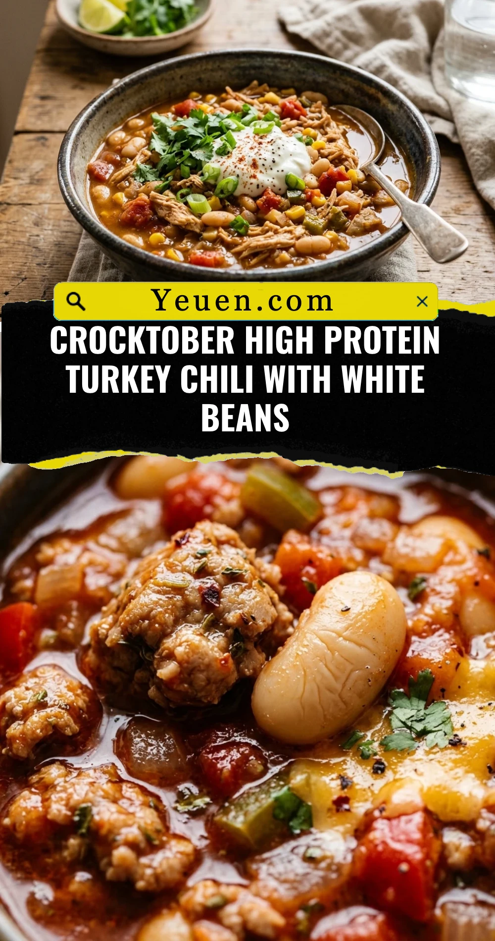 Crocktober High Protein Turkey Chili With White Beans