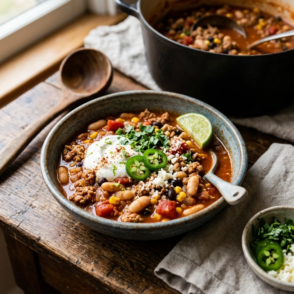 Crocktober High Protein Turkey Chili With White Beans Under $20 Feeds A Crowd