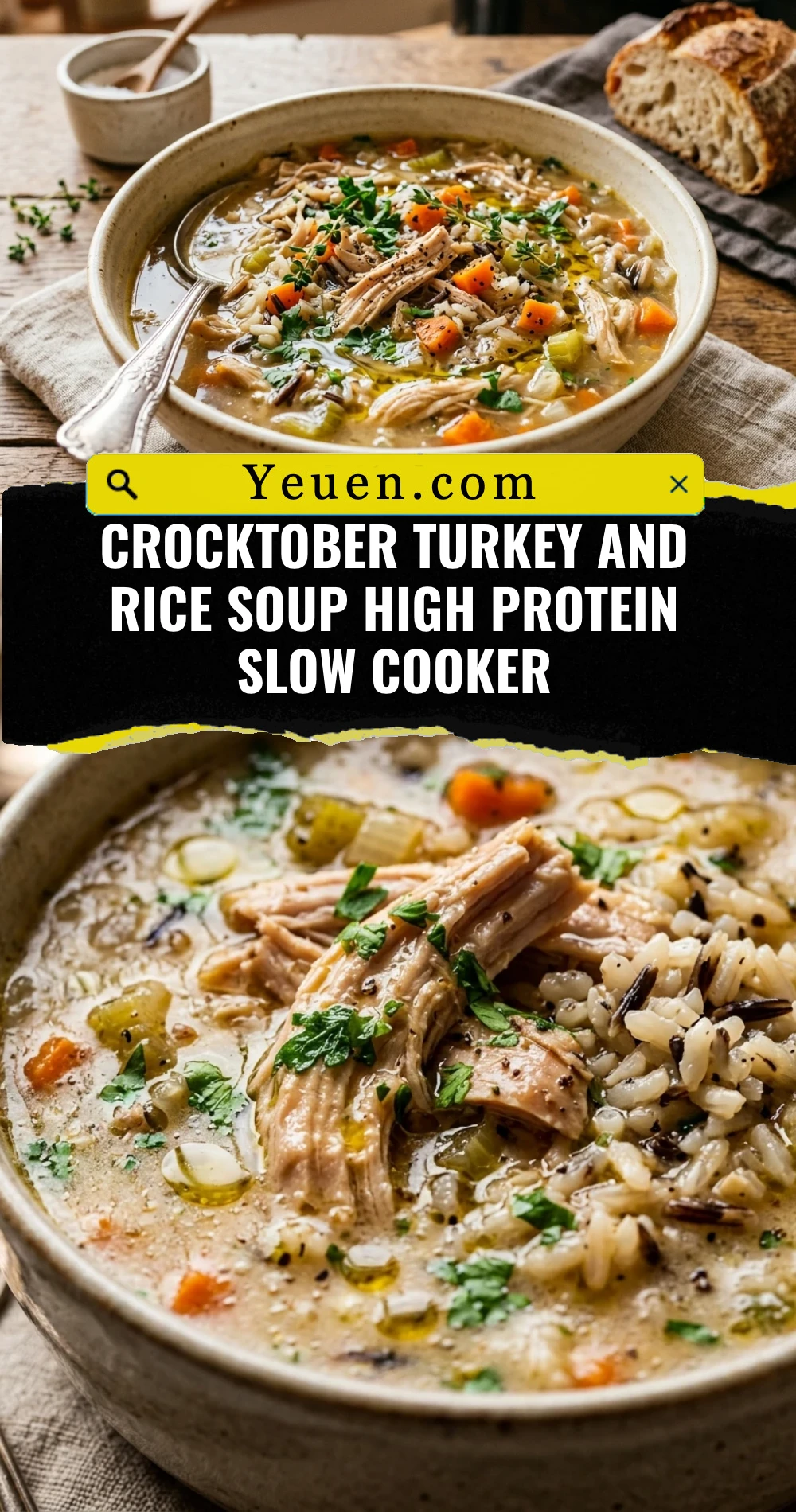 Crocktober Turkey And Rice Soup High Protein Slow Cooker