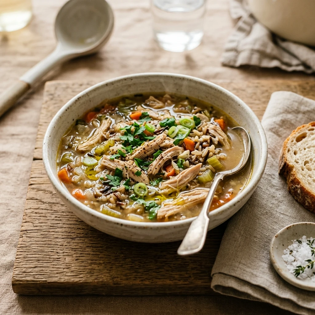 Crocktober Turkey And Rice Soup High Protein Slow Cooker Under $20 Feeds 8