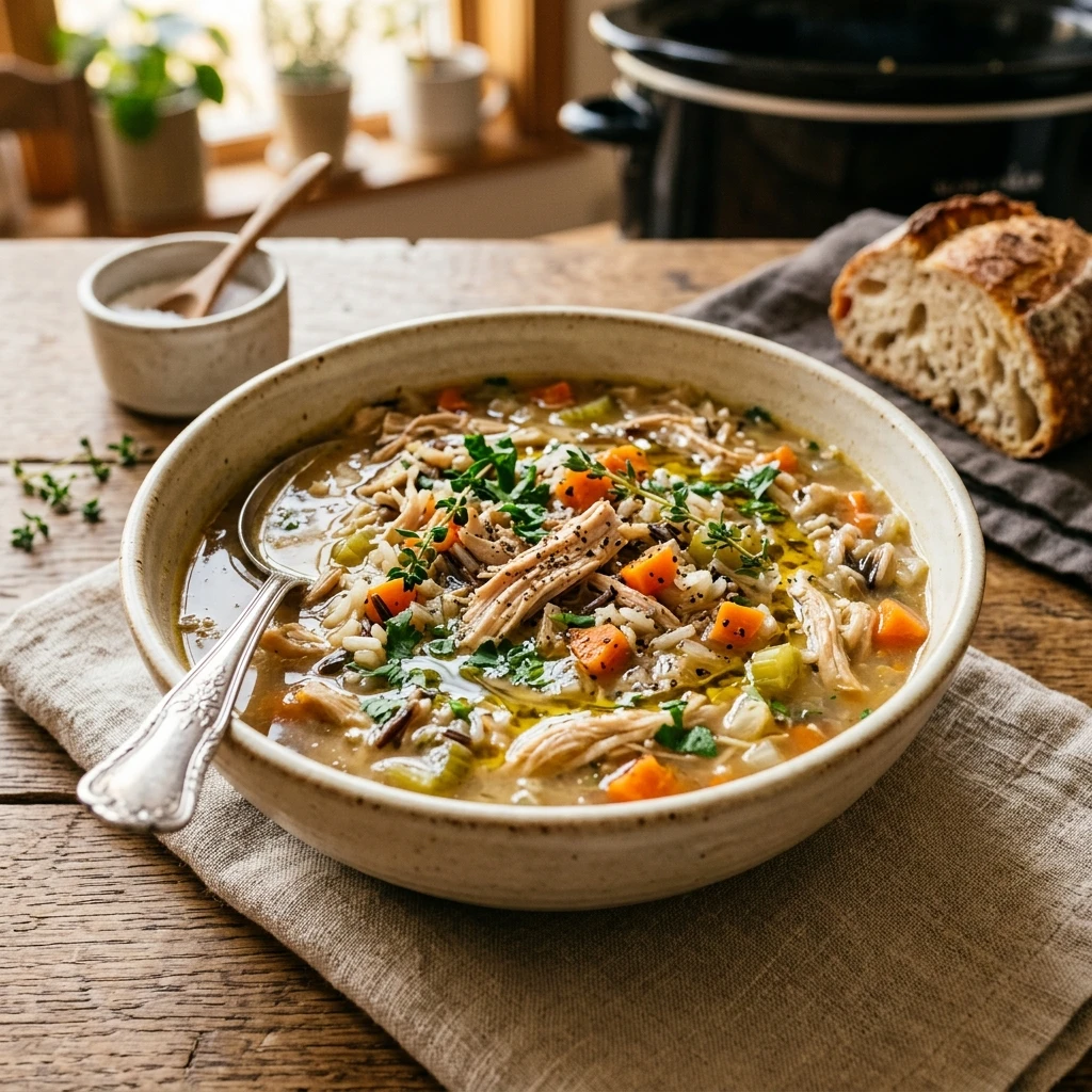 Crocktober Turkey And Rice Soup High Protein Slow Cooker