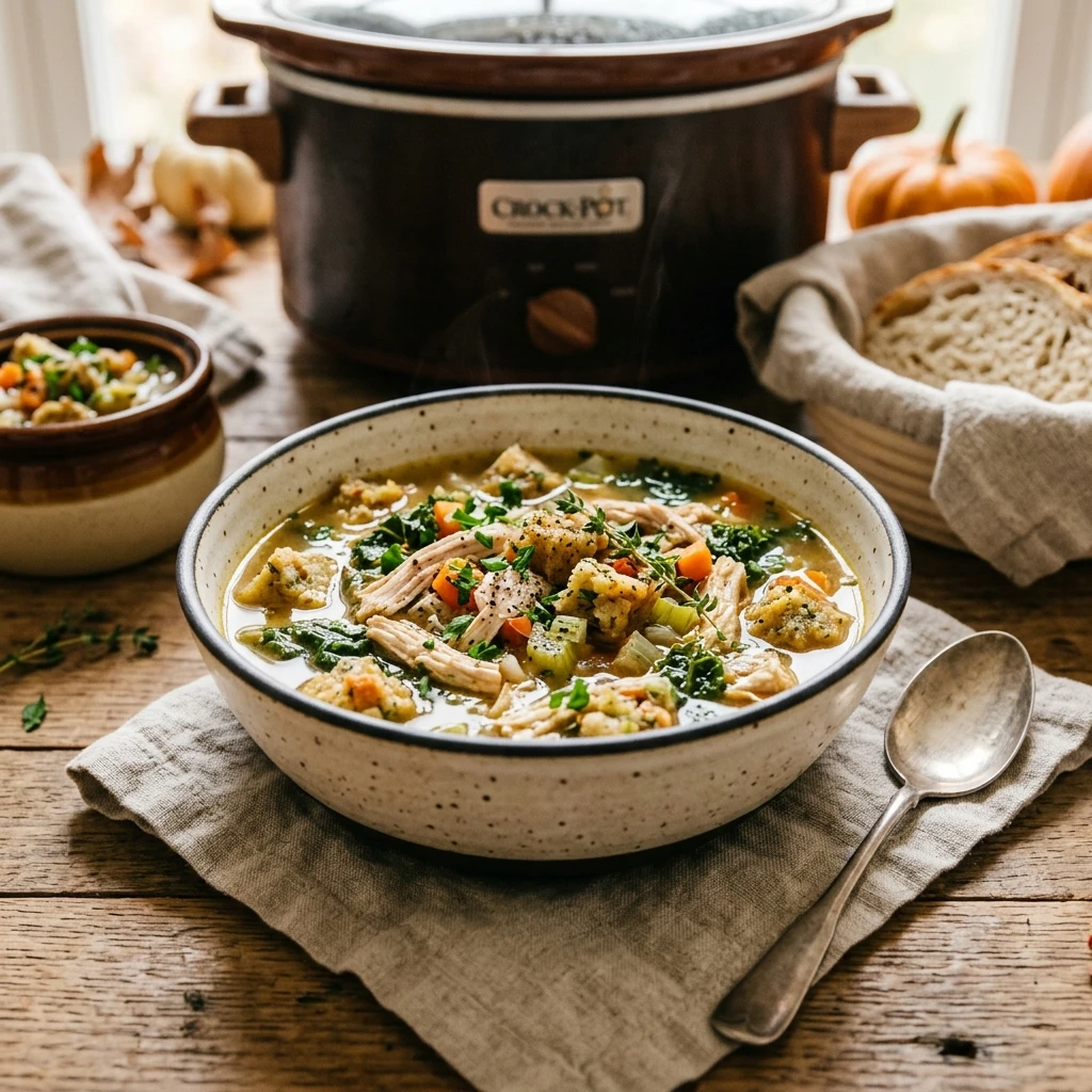 Crocktober Turkey And Stuffing Soup High Protein Slow Cooker Under $20 Feeds A Crowd