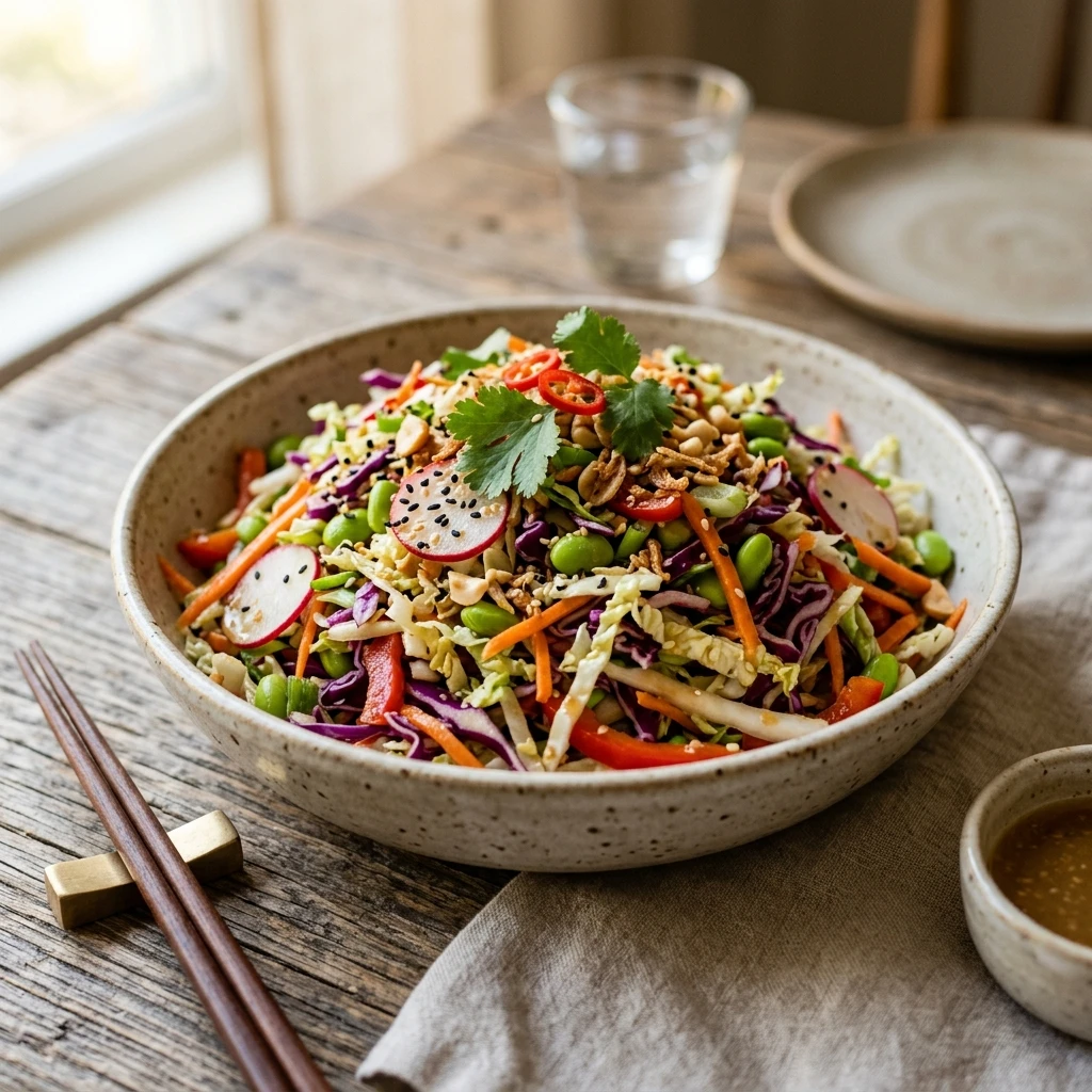 Crunchy Cabbage Slaw No Mayo Asian