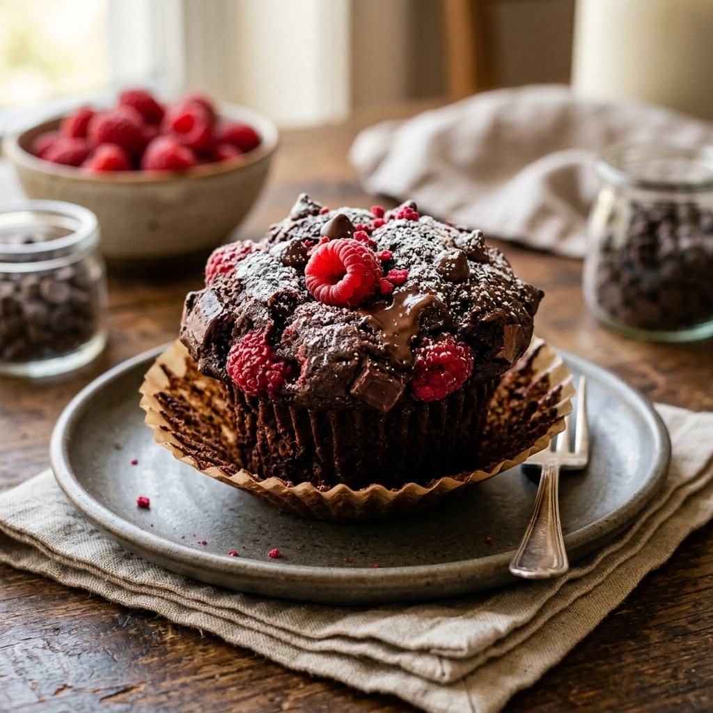 Dark Chocolate Raspberry Muffins