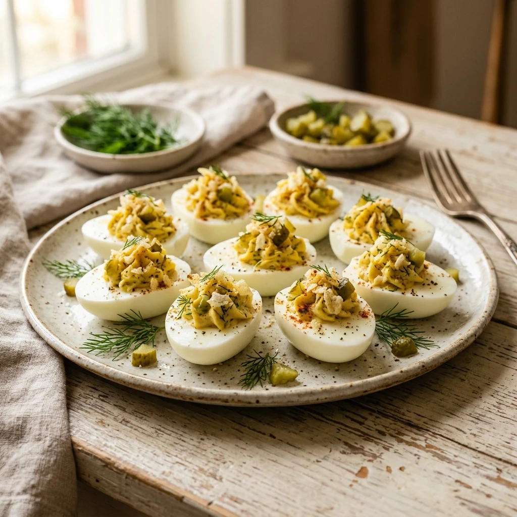 Dill Pickle Crunch Deviled Eggs