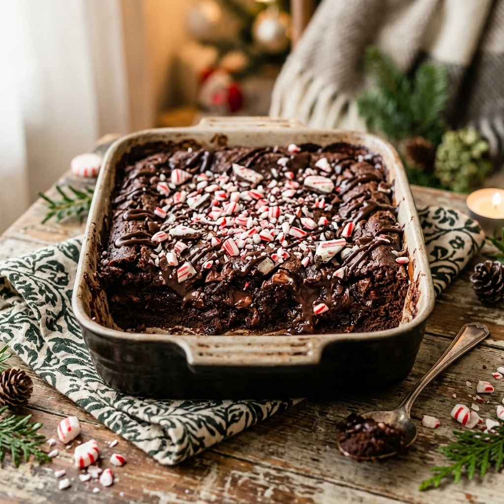 Double Chocolate Peppermint Dump Cake Holiday