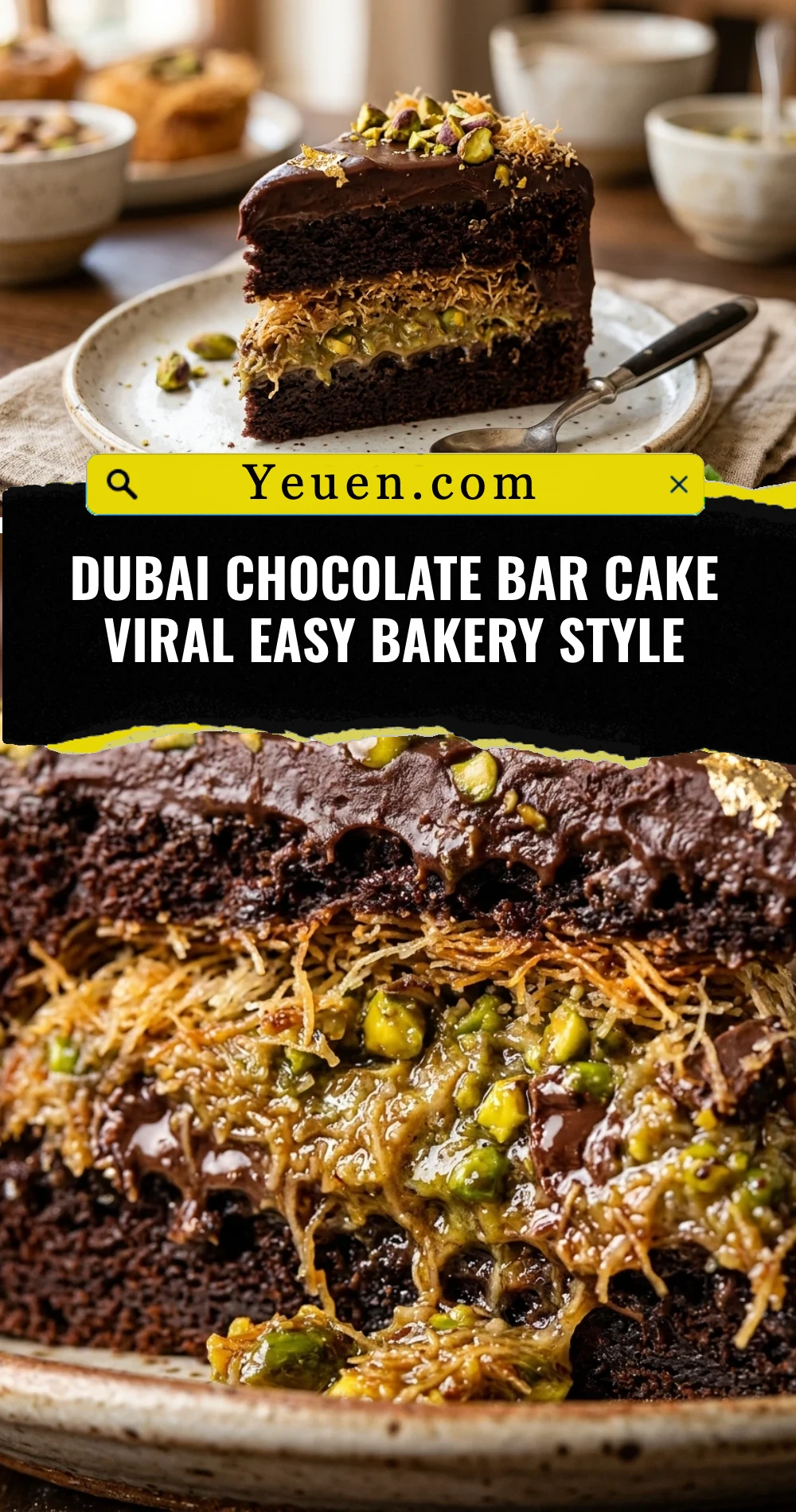 Dubai Chocolate Bar Cake Viral Easy Bakery Style
