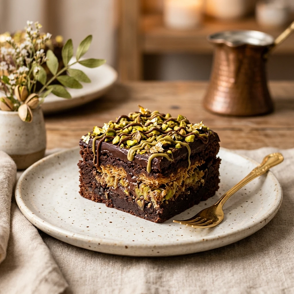 Dubai Chocolate Brownies Cake Viral Easy Bakery Style