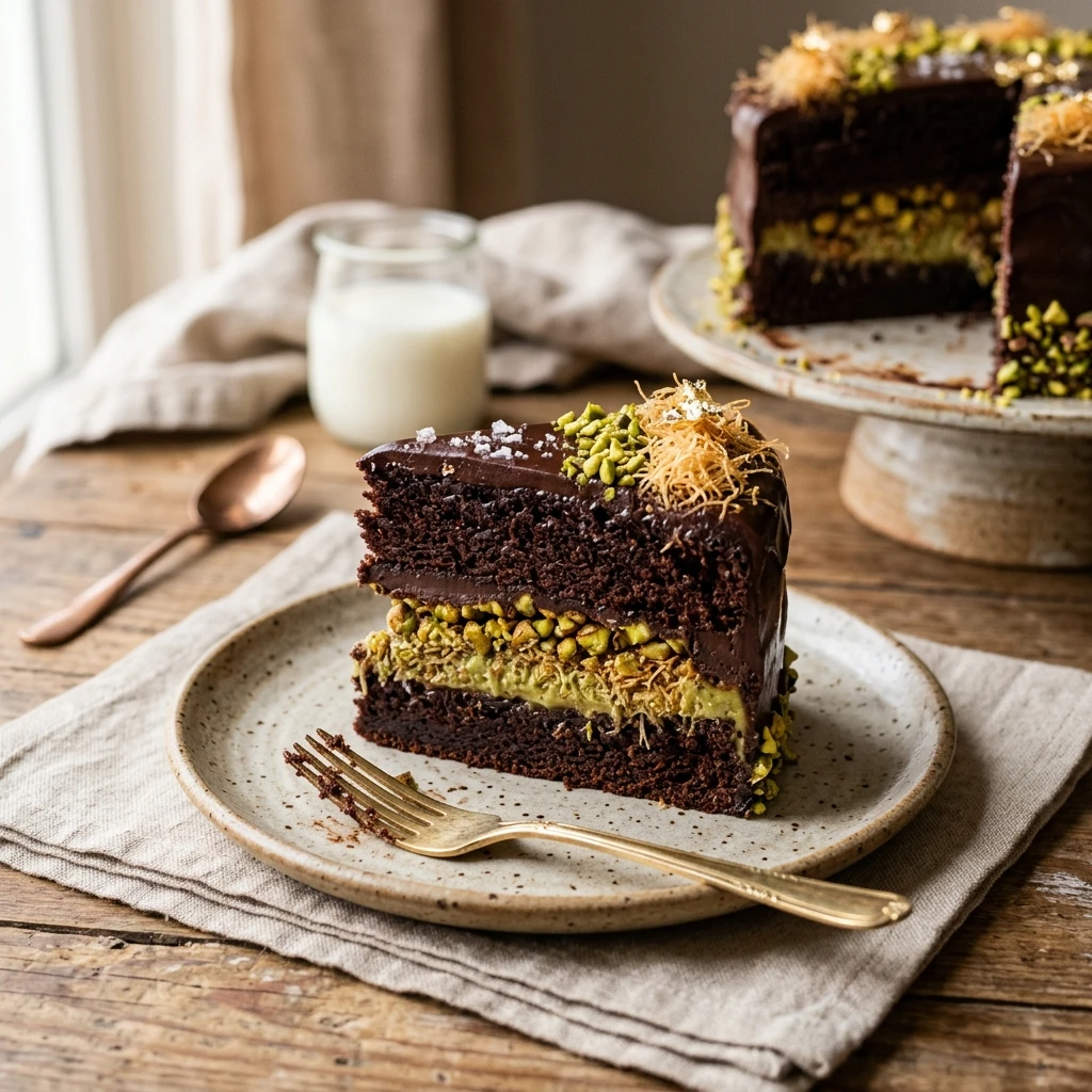 Dubai Chocolate Cake Viral Easy Bakery Style