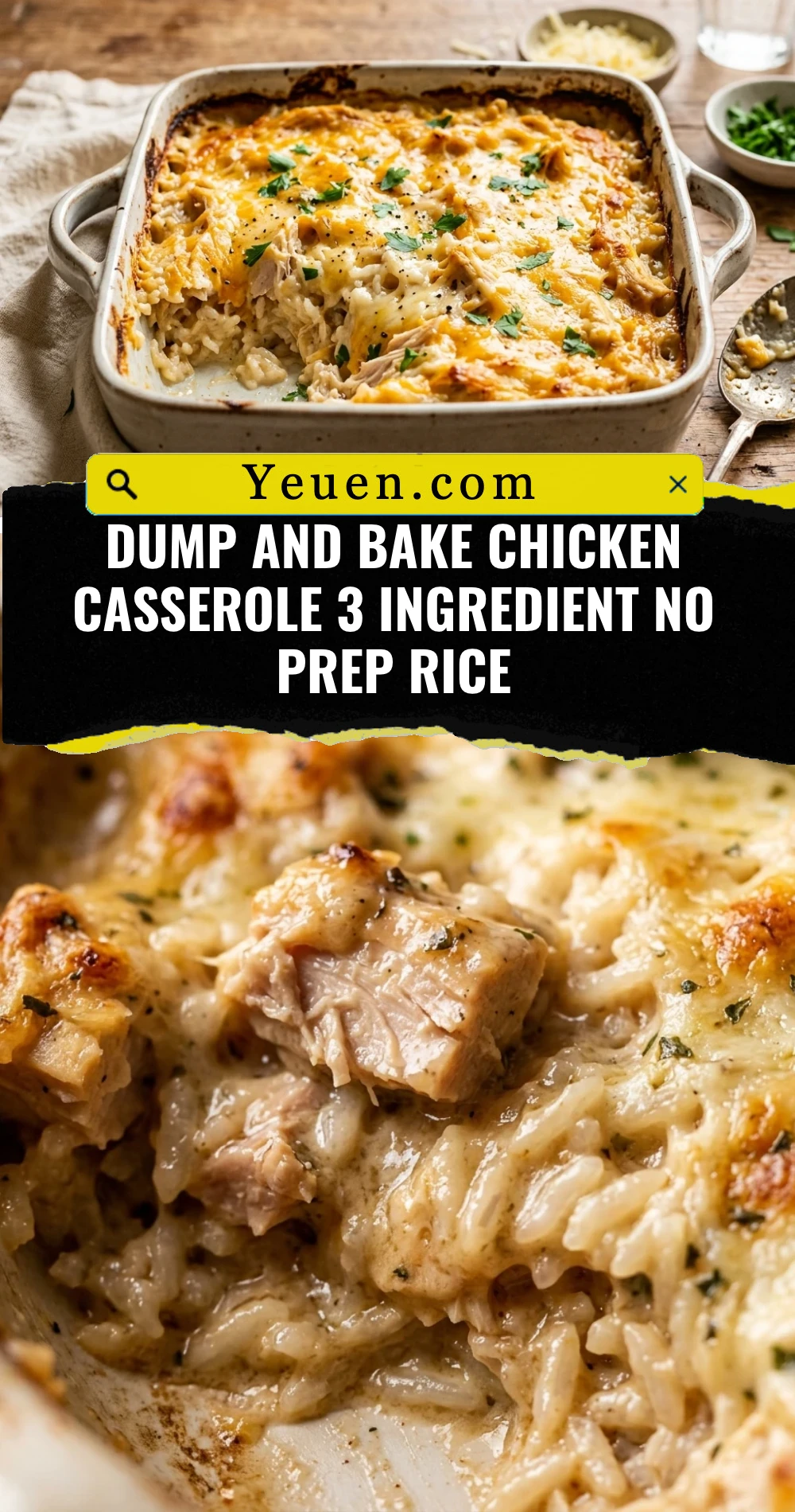 Dump And Bake Chicken Casserole 3 Ingredient No Prep Rice