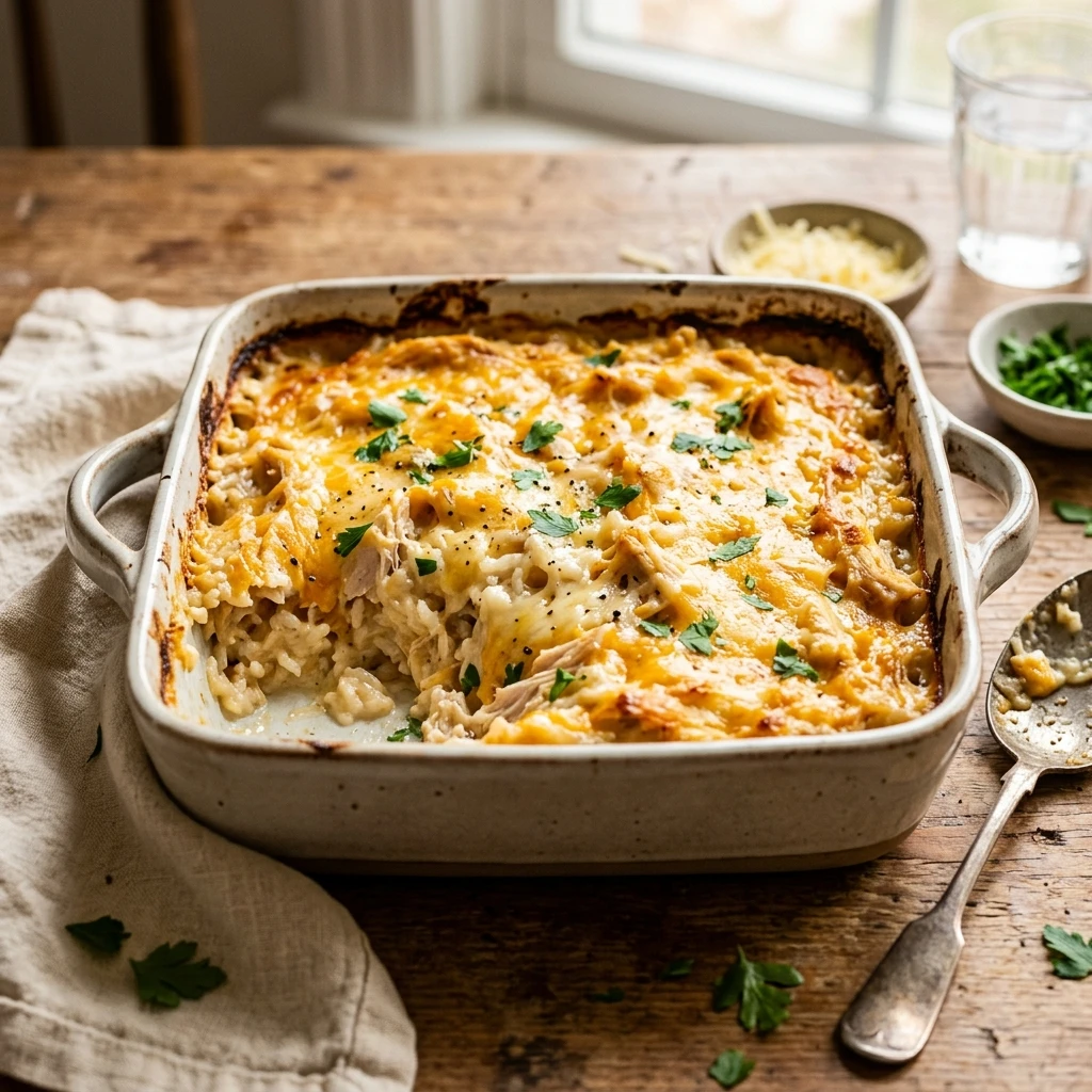 Dump And Bake Chicken Casserole 3 Ingredient No Prep Rice