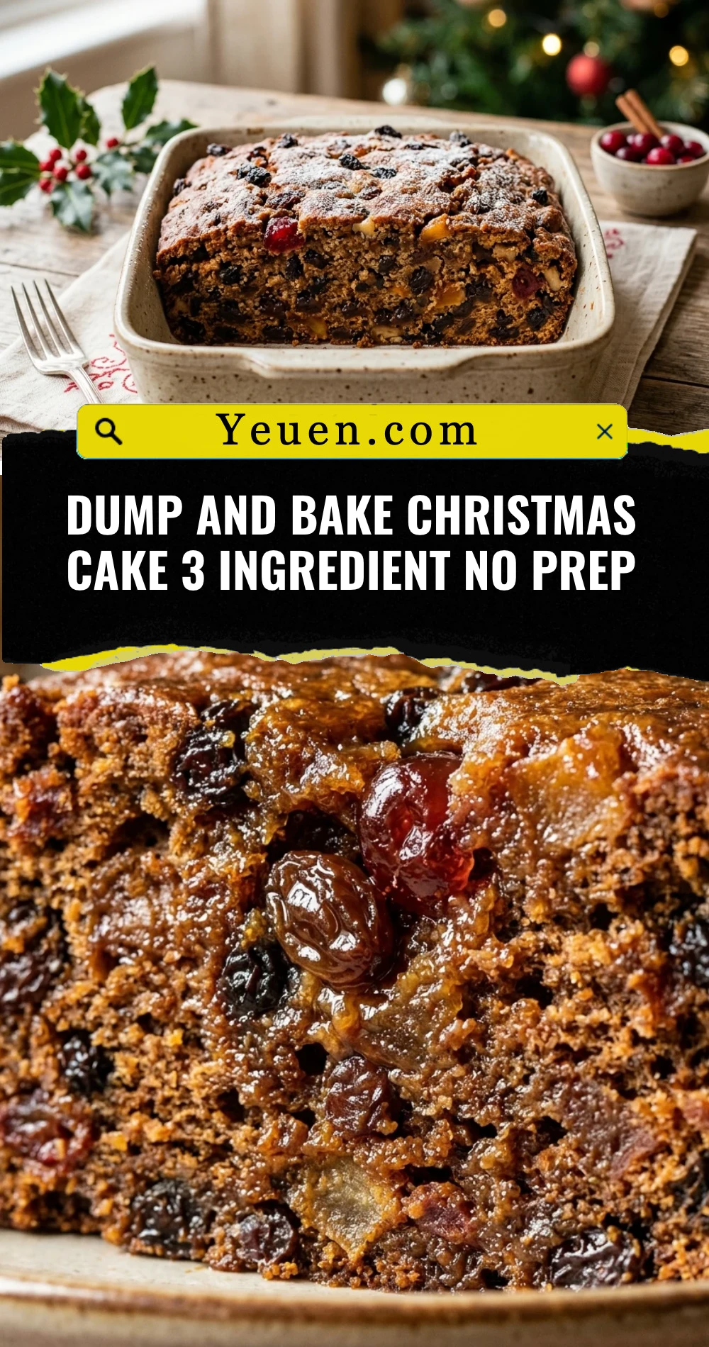 Dump And Bake Christmas Cake 3 Ingredient No Prep