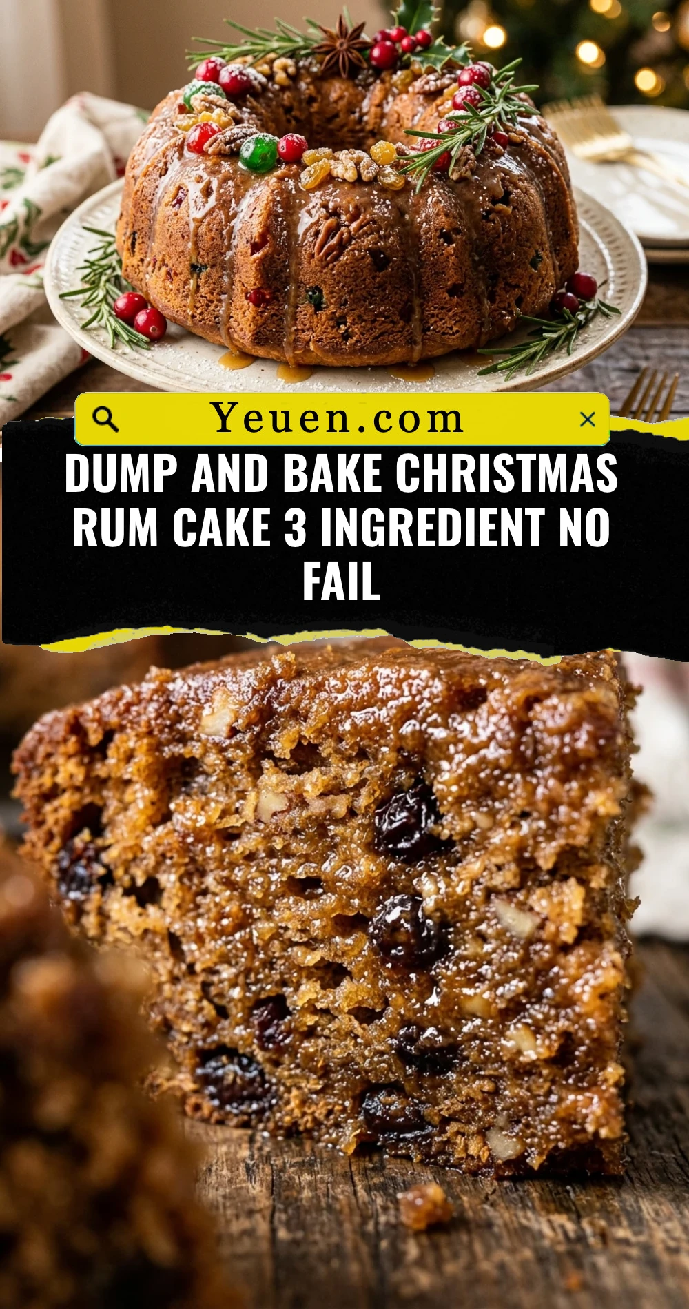 Dump And Bake Christmas Rum Cake 3 Ingredient No Fail