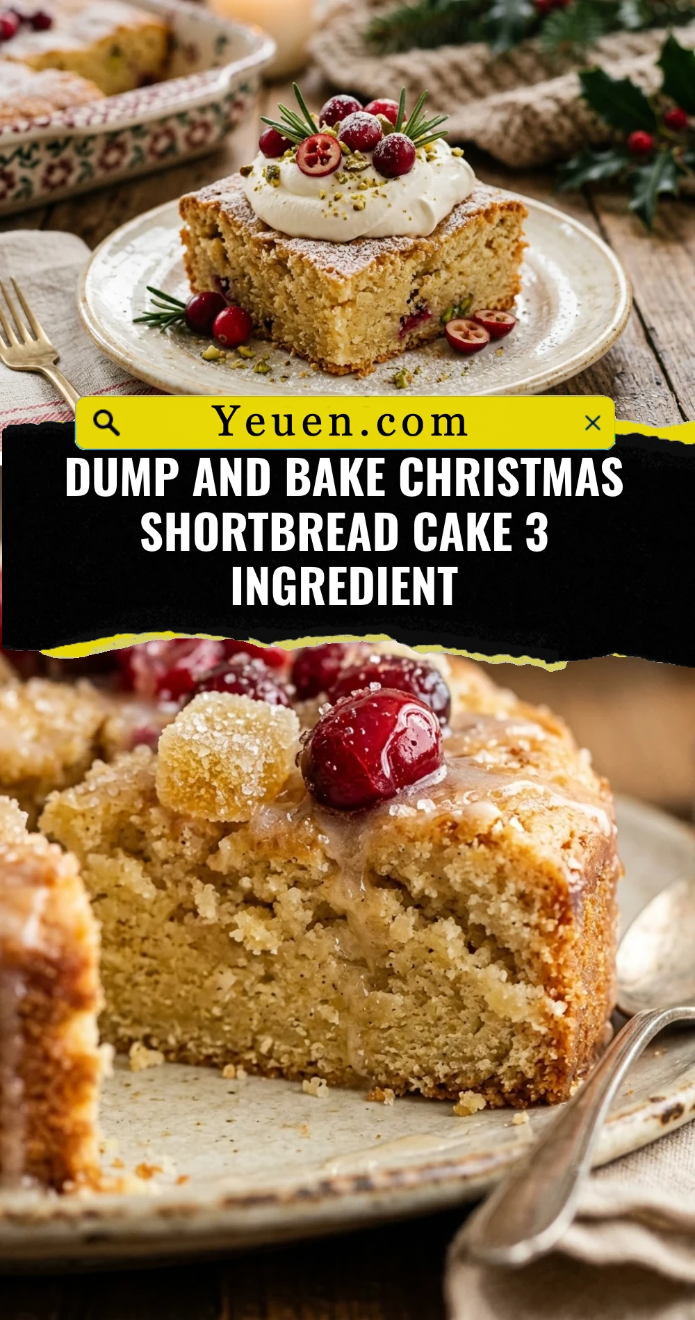 Dump And Bake Christmas Shortbread Cake 3 Ingredient