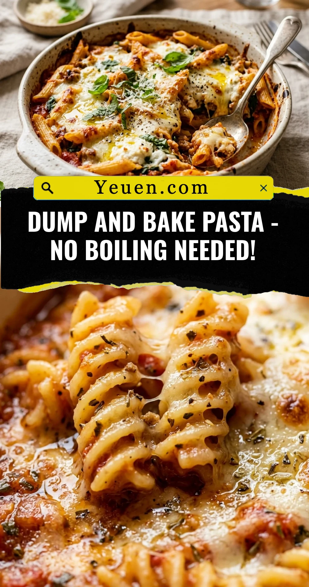 Dump and Bake Pasta - No Boiling Needed!