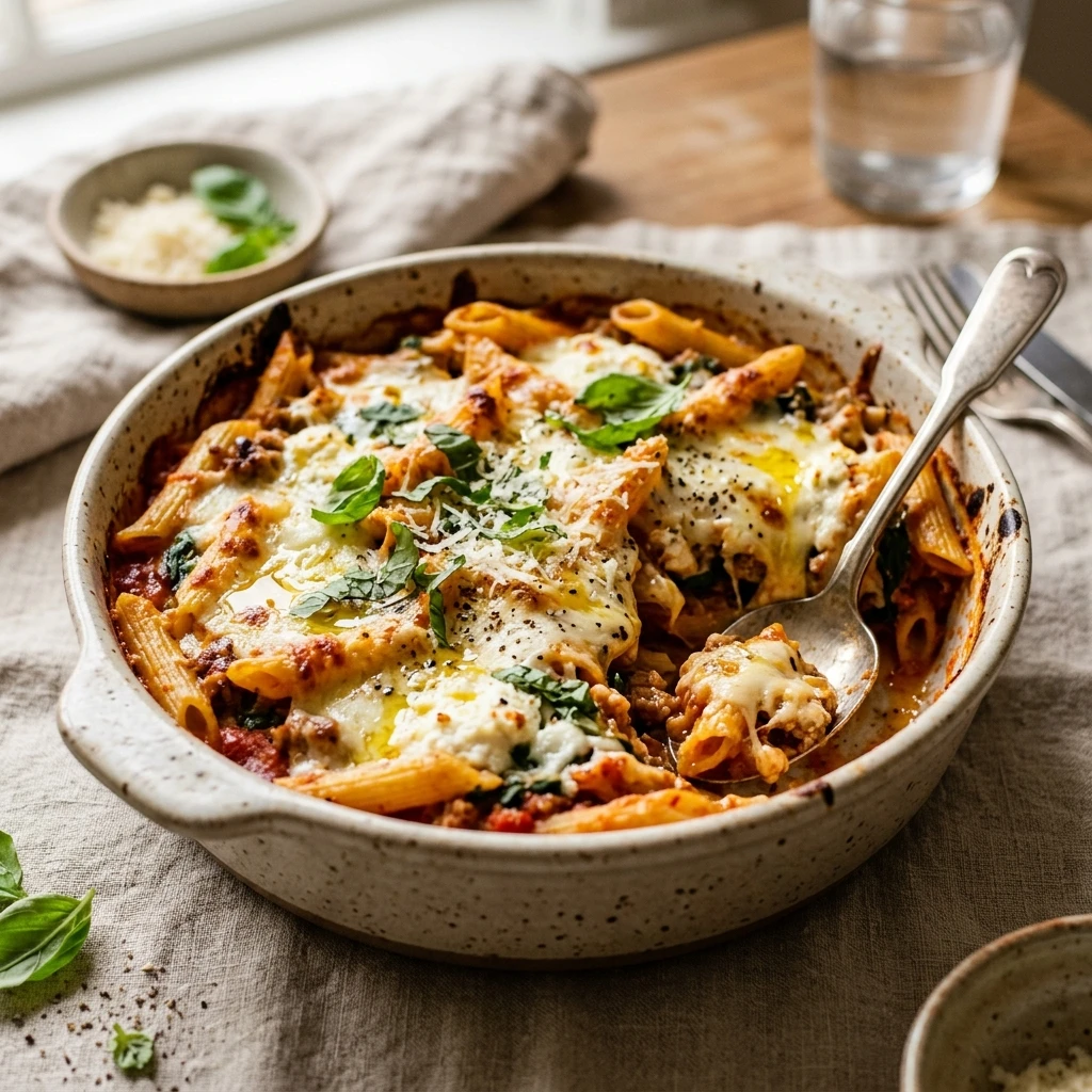 Dump and Bake Pasta - No Boiling Needed!