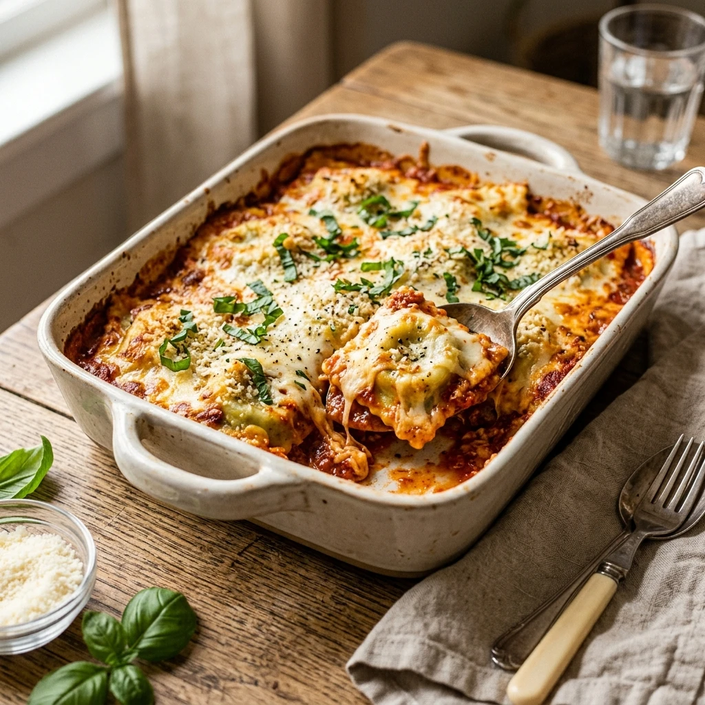 Dump And Bake Ravioli Casserole 3 Ingredients