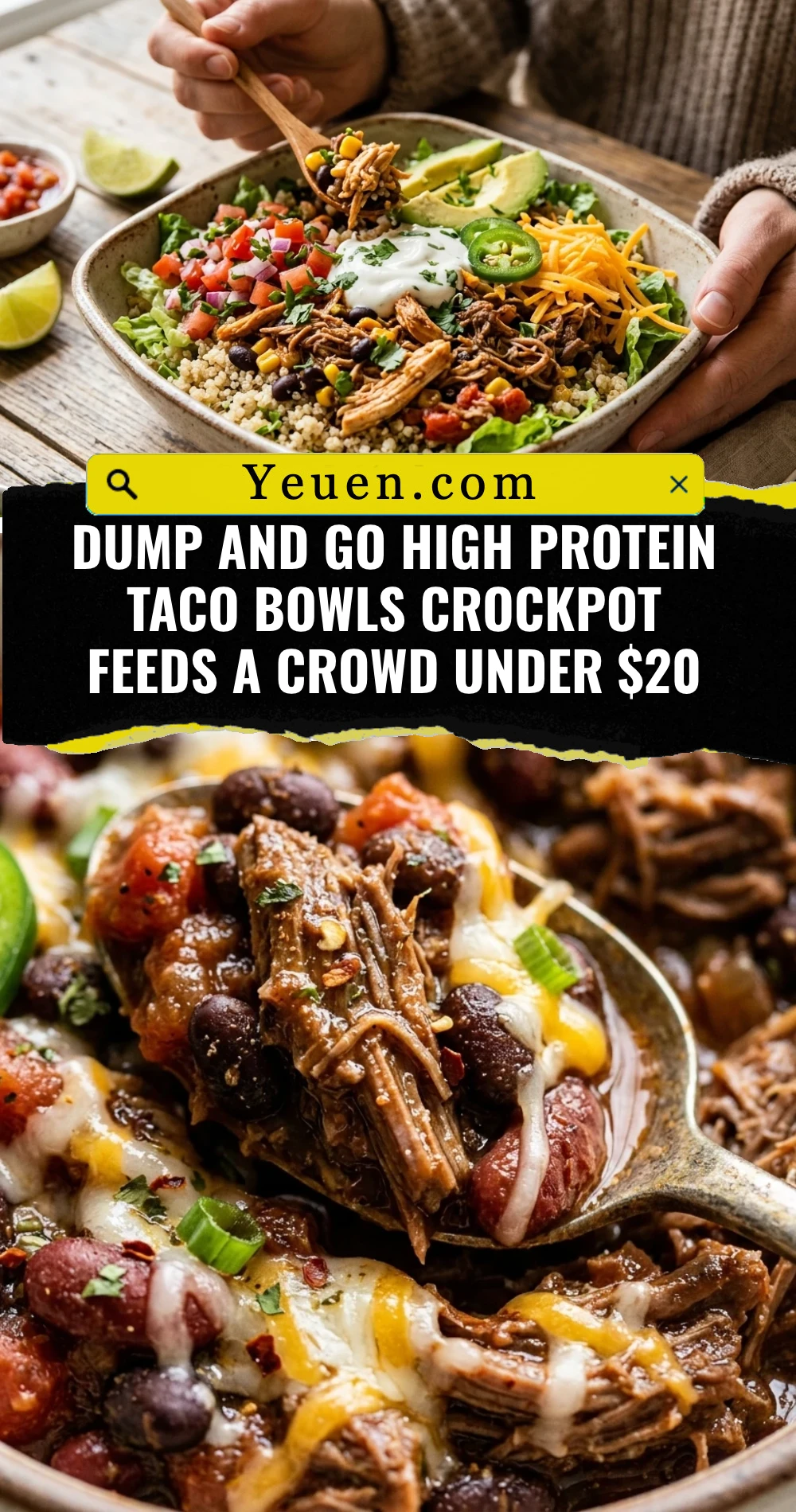 Dump And Go High Protein Taco Bowls Crockpot Feeds A Crowd Under $20