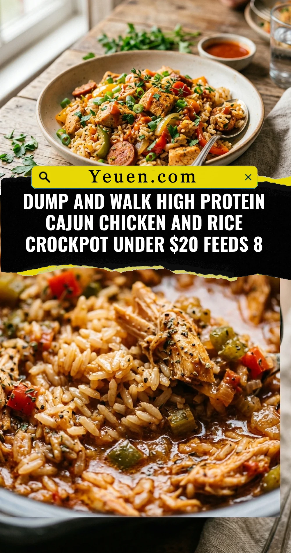 Dump And Walk High Protein Cajun Chicken And Rice Crockpot Under $20 Feeds 8