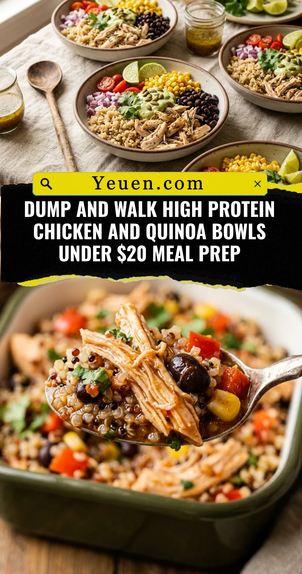 Dump And Walk High Protein Chicken And Quinoa Bowls Under $20 Meal Prep