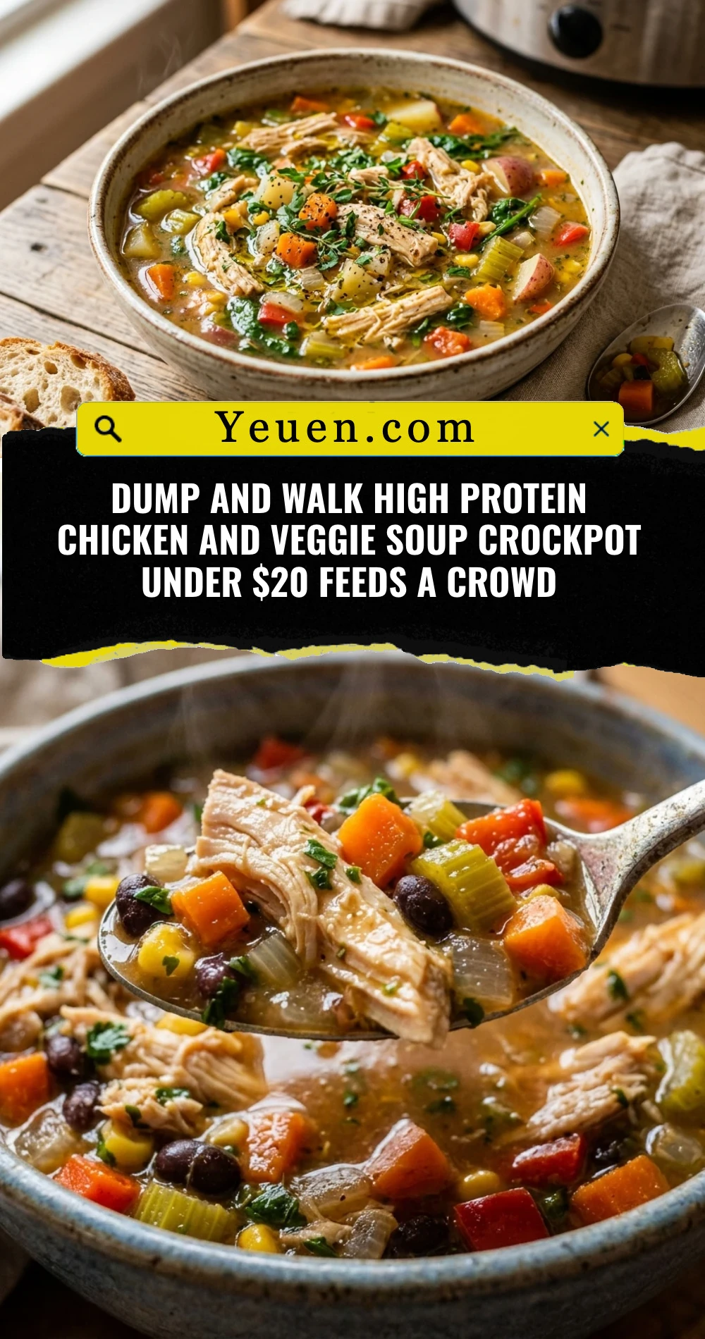 Dump And Walk High Protein Chicken And Veggie Soup Crockpot Under $20 Feeds A Crowd