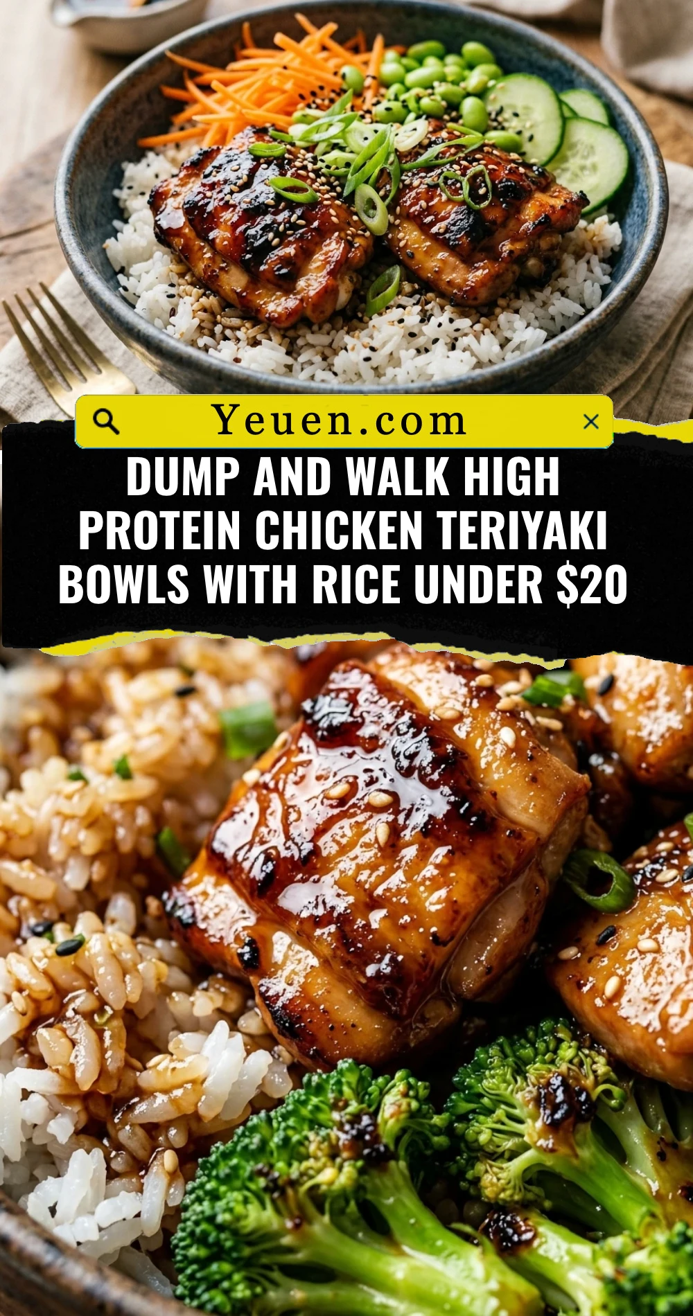 Dump And Walk High Protein Chicken Teriyaki Bowls With Rice Under $20