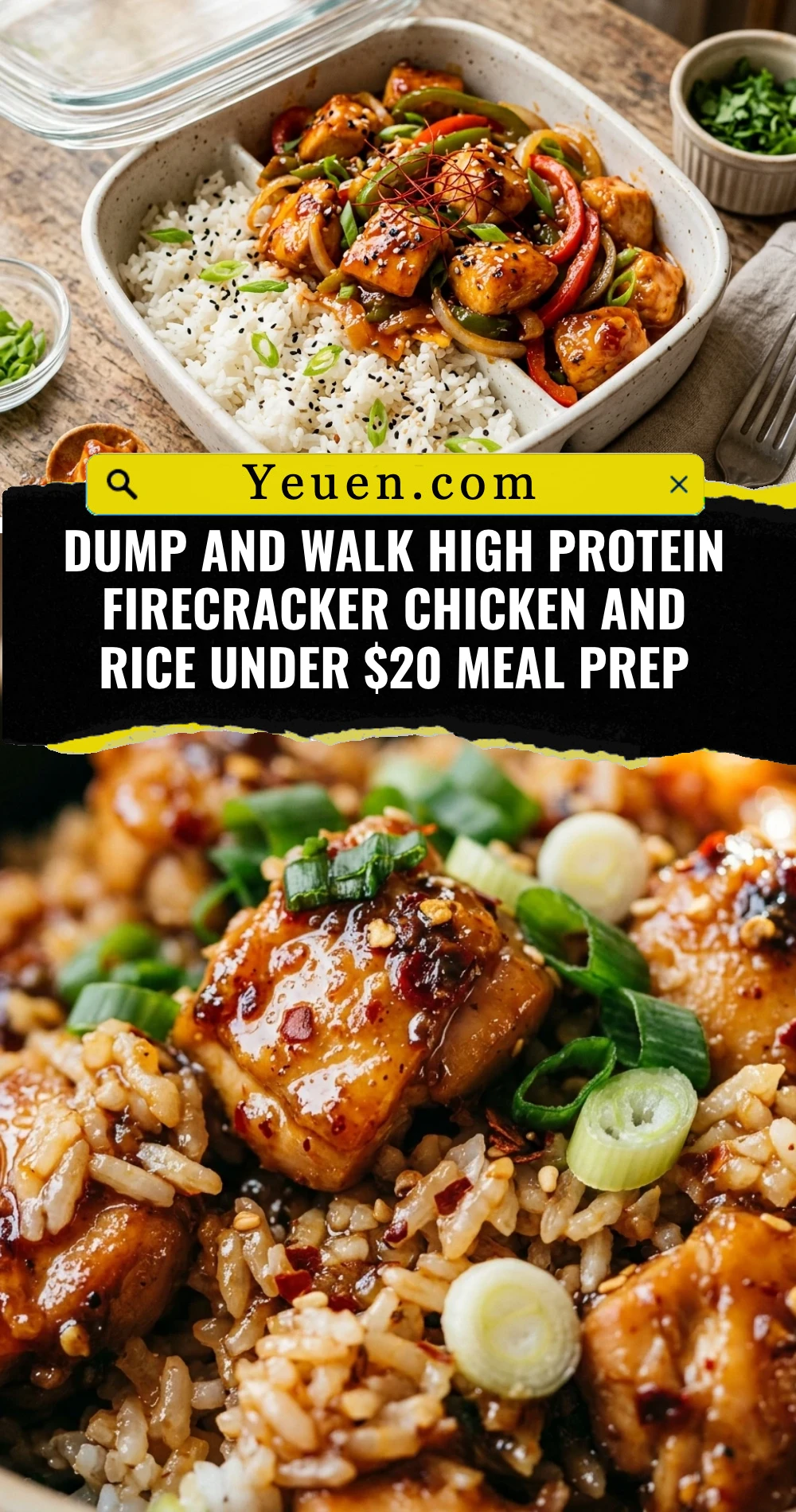 Dump And Walk High Protein Firecracker Chicken And Rice Under $20 Meal Prep