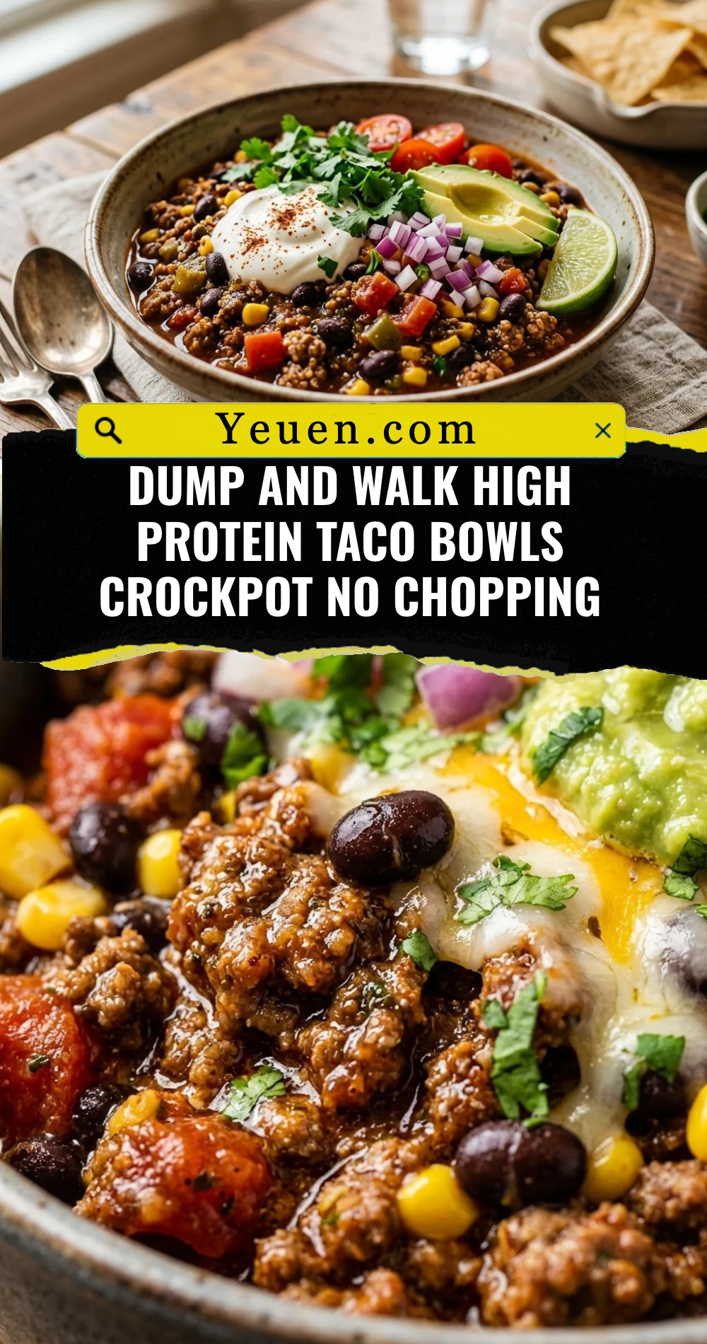 Dump And Walk High Protein Taco Bowls Crockpot No Chopping