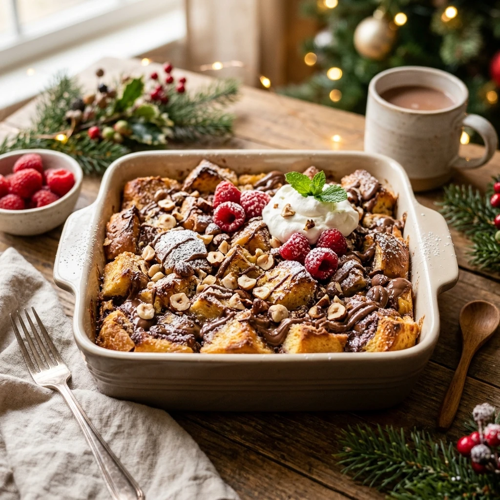 Dump & Bake Nutella French Toast Christmas Easy Make Ahead Feed Crowd