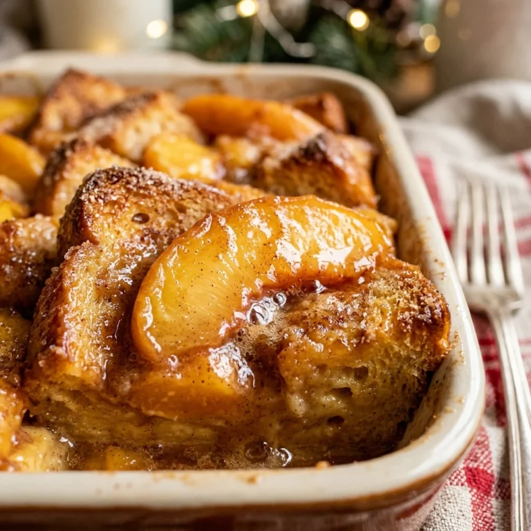 Dump & Bake Peach French Toast Christmas Easy Make Ahead Feed Crowd