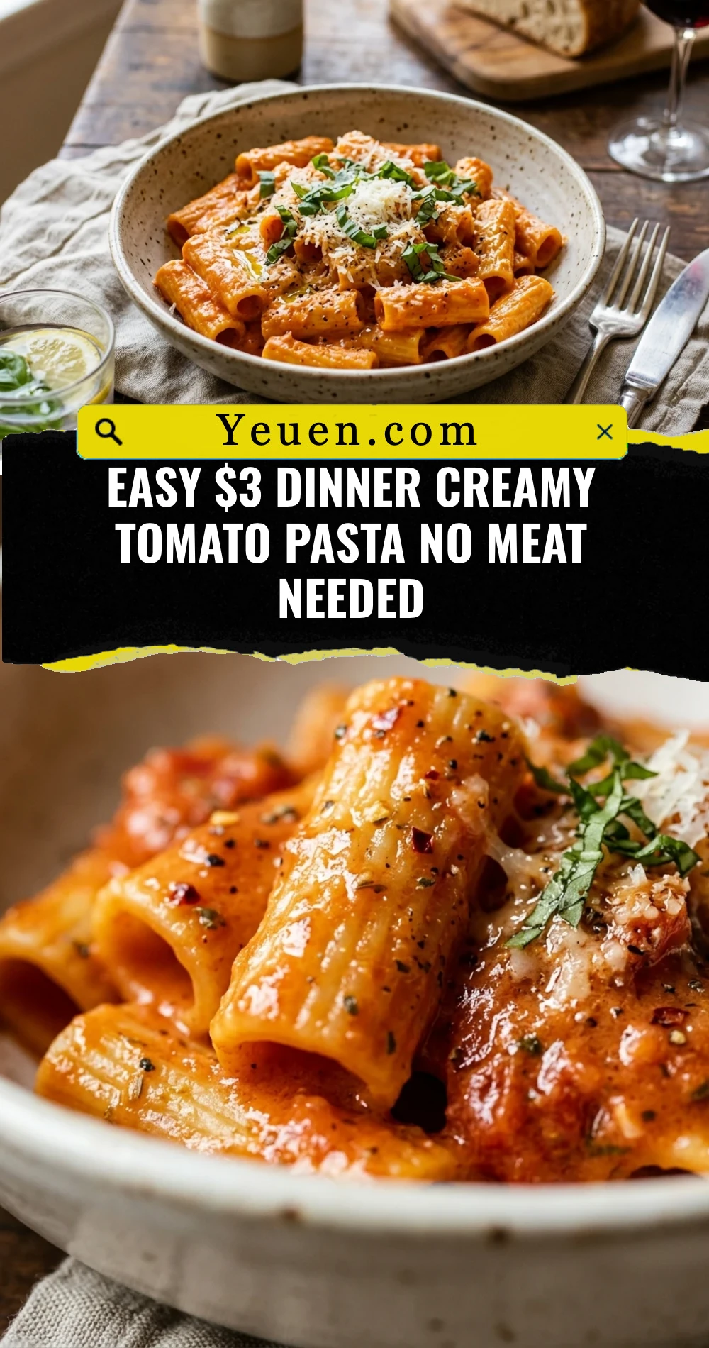 Easy $3 Dinner Creamy Tomato Pasta No Meat Needed