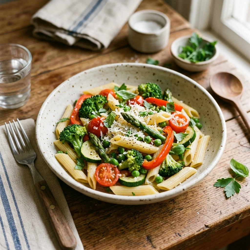 Easy Budget Pasta Primavera $1.50 Per Serving Healthy