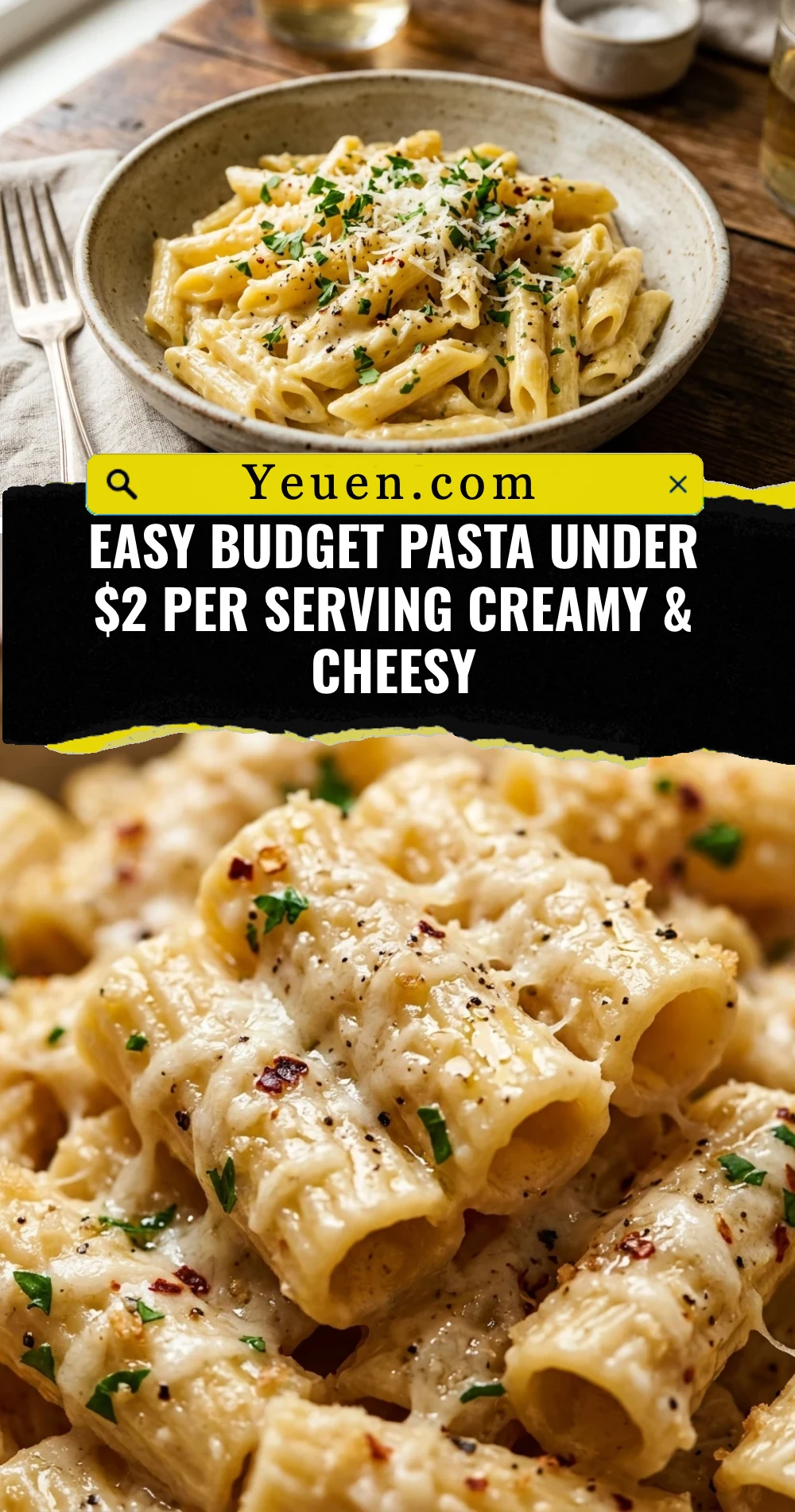 Easy Budget Pasta Under $2 Per Serving Creamy & Cheesy