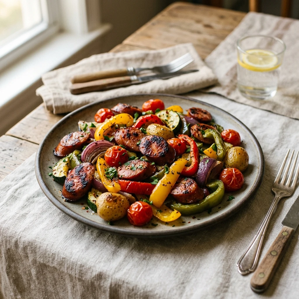 Easy Budget Sheet Pan Sausage And Veggies Under $10