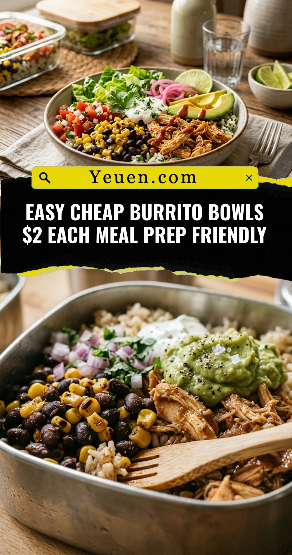 Easy Cheap Burrito Bowls $2 Each Meal Prep Friendly