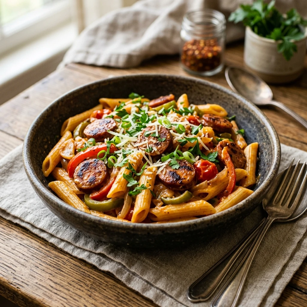 Easy Creamy Cajun Sausage Pasta 20 Minute