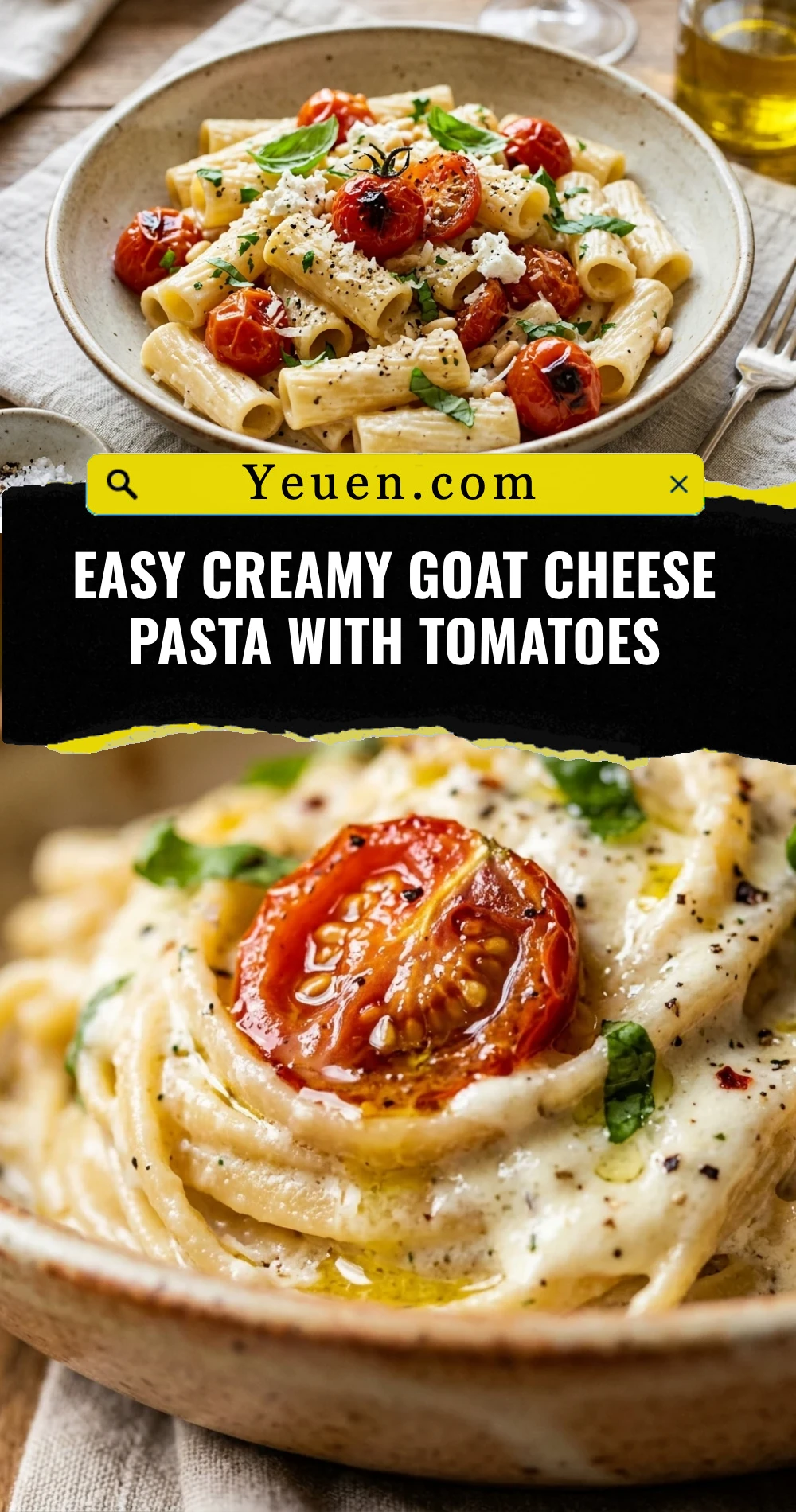 Easy Creamy Goat Cheese Pasta With Tomatoes