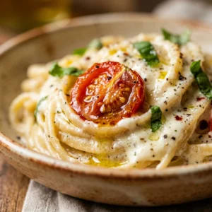 Easy Creamy Goat Cheese Pasta With Tomatoes