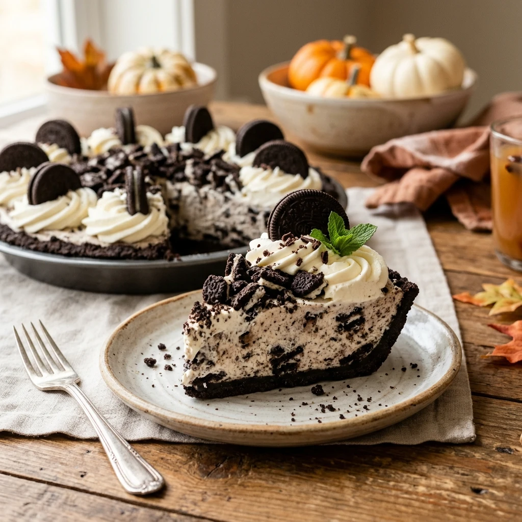 Easy Oreo Pie Store Crust No Rolling 10 Min Prep No Fail Thanksgiving