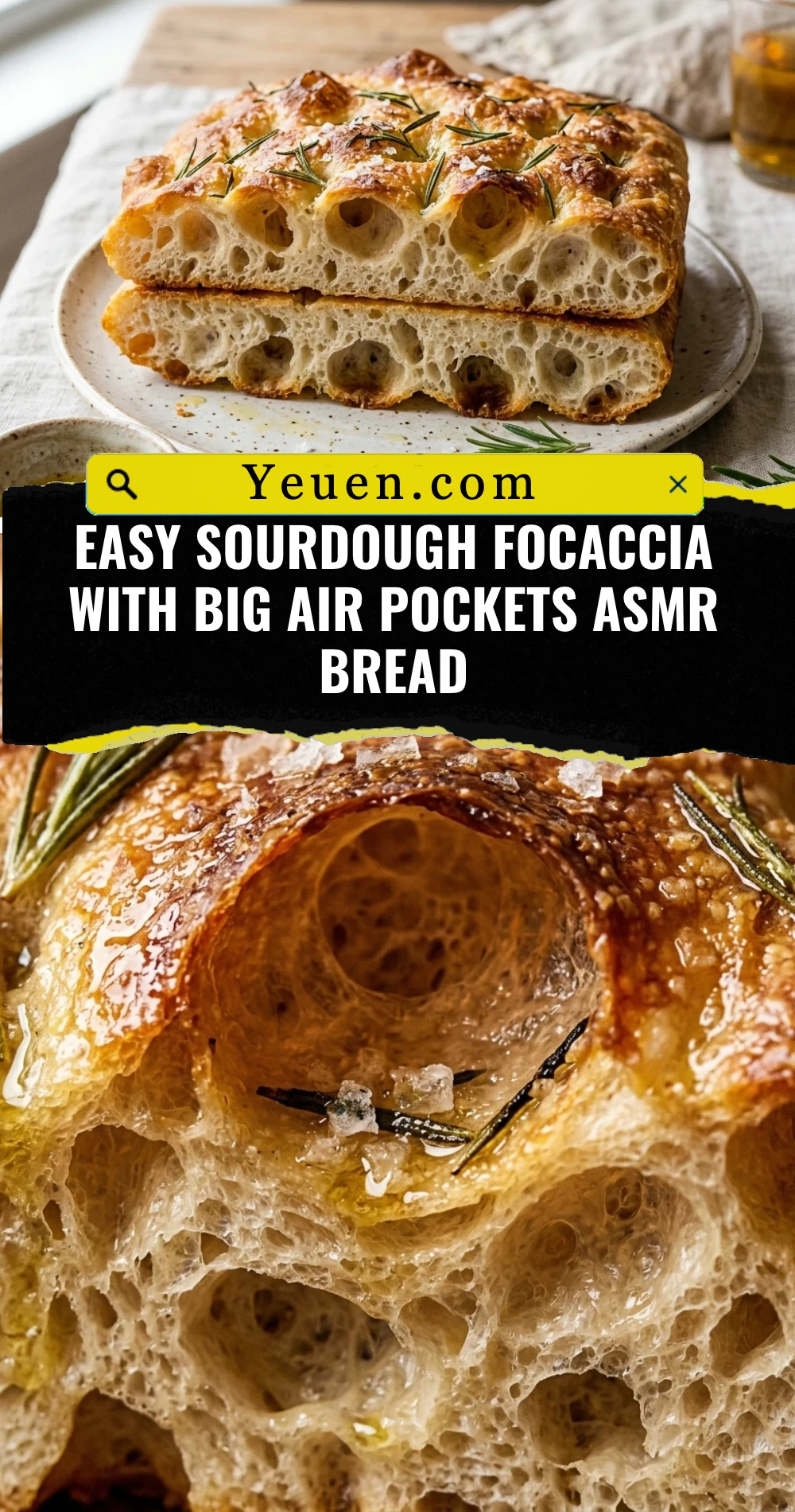 Easy Sourdough Focaccia With Big Air Pockets ASMR Bread