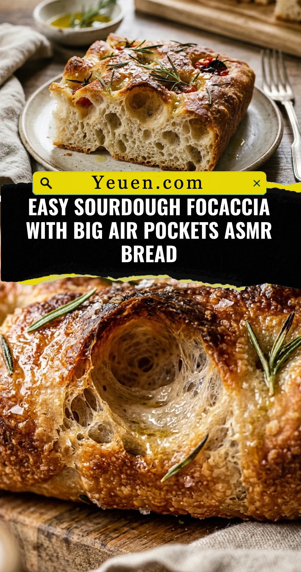 Easy Sourdough Focaccia With Big Air Pockets ASMR Bread