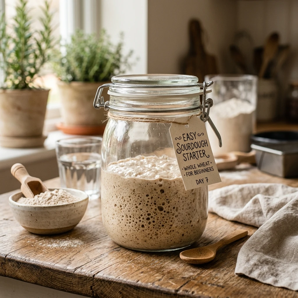 Easy Sourdough Starter With Whole Wheat Flour For Beginners