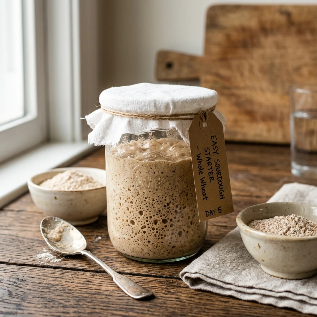 Easy Sourdough Starter With Whole Wheat Flour For Beginners
