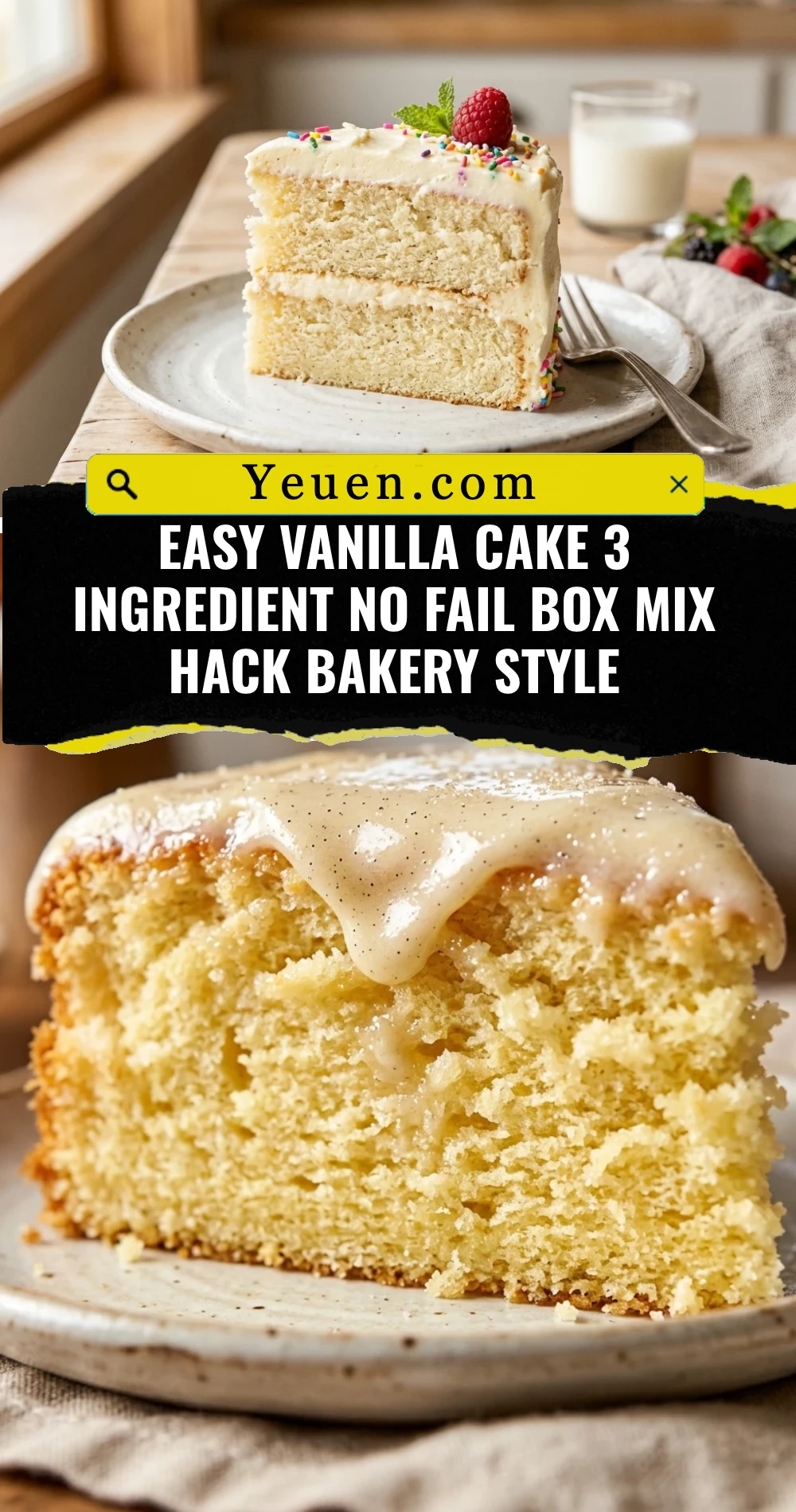 Easy Vanilla Cake 3 Ingredient No Fail Box Mix Hack Bakery Style