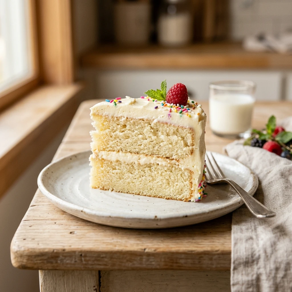 Easy Vanilla Cake 3 Ingredient No Fail Box Mix Hack Bakery Style