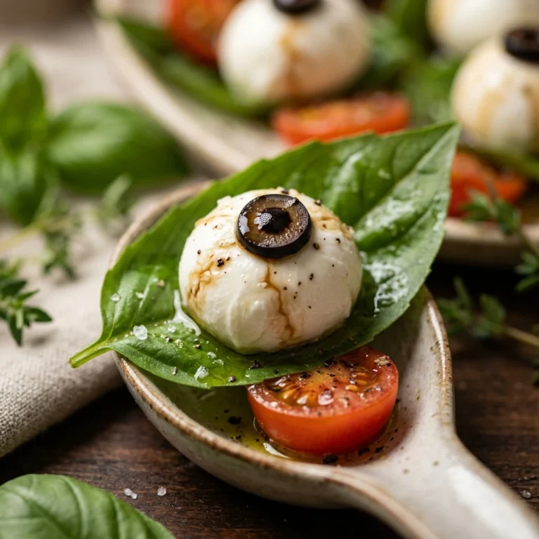 Eyeball Caprese Bites - Healthy Halloween Appetizer