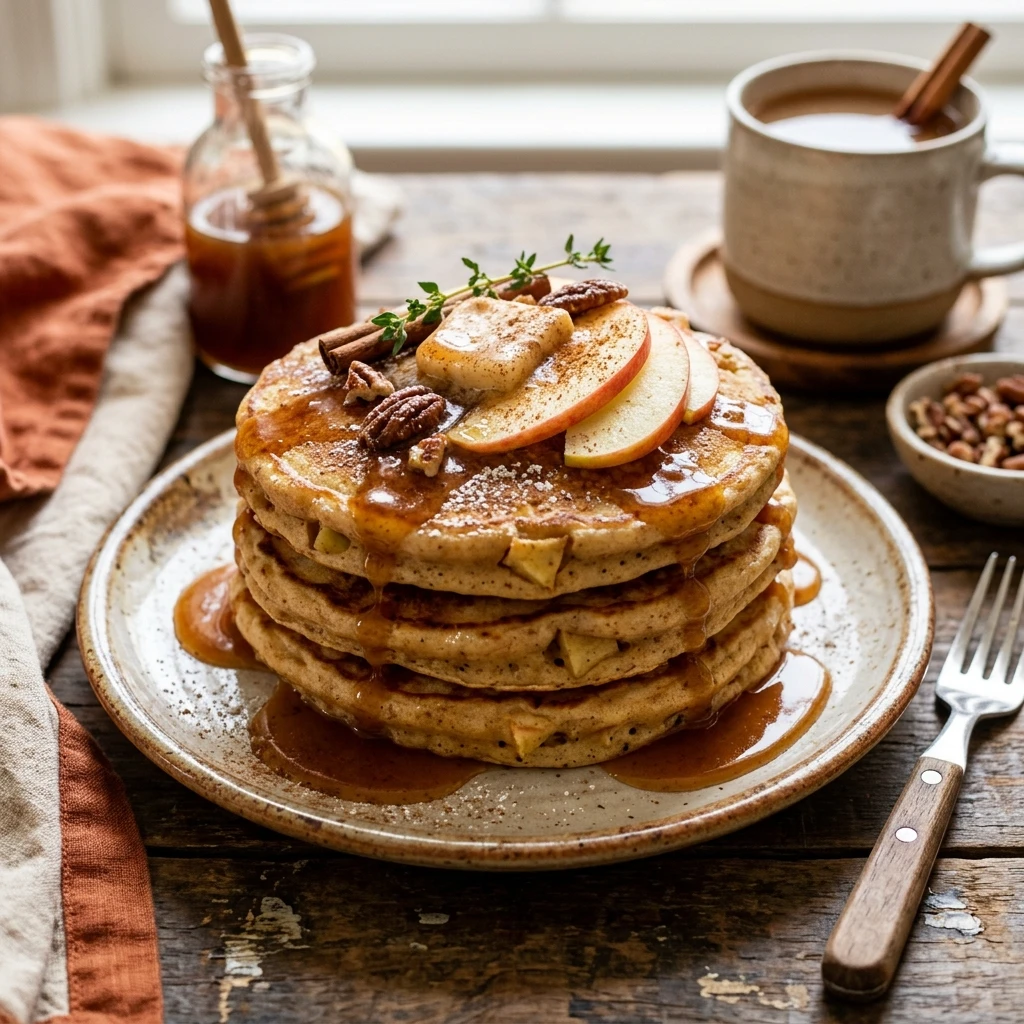 Fall Apple Pancakes Easy Fluffy Stacks Pumpkin Apple Cider